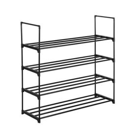 13 Tubes, One Out, Four Styles, Four Layers Of Shoe Rack, Black (Color: Black)