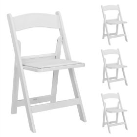 4pcs White All Plastic With Cushion, Courtyard Plastic Folding Chair (Color: White)