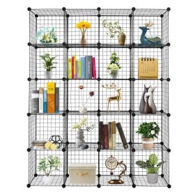 20 Grid Iron Mesh Material Storage Rack (Color: Black)